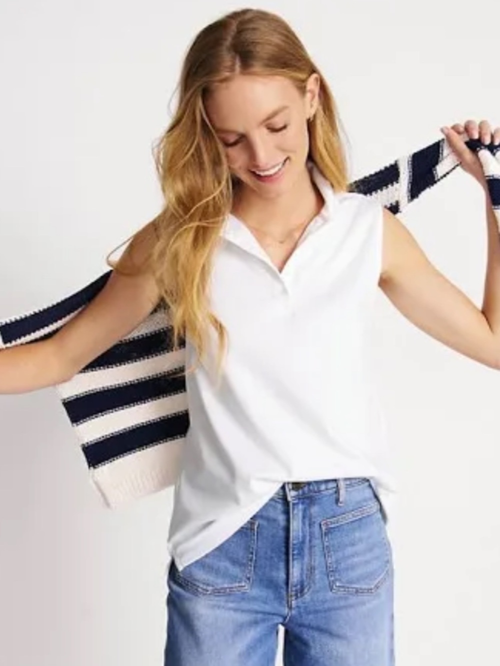Croft and Barrow Sleeveless White Polo Tank Top - Classic White